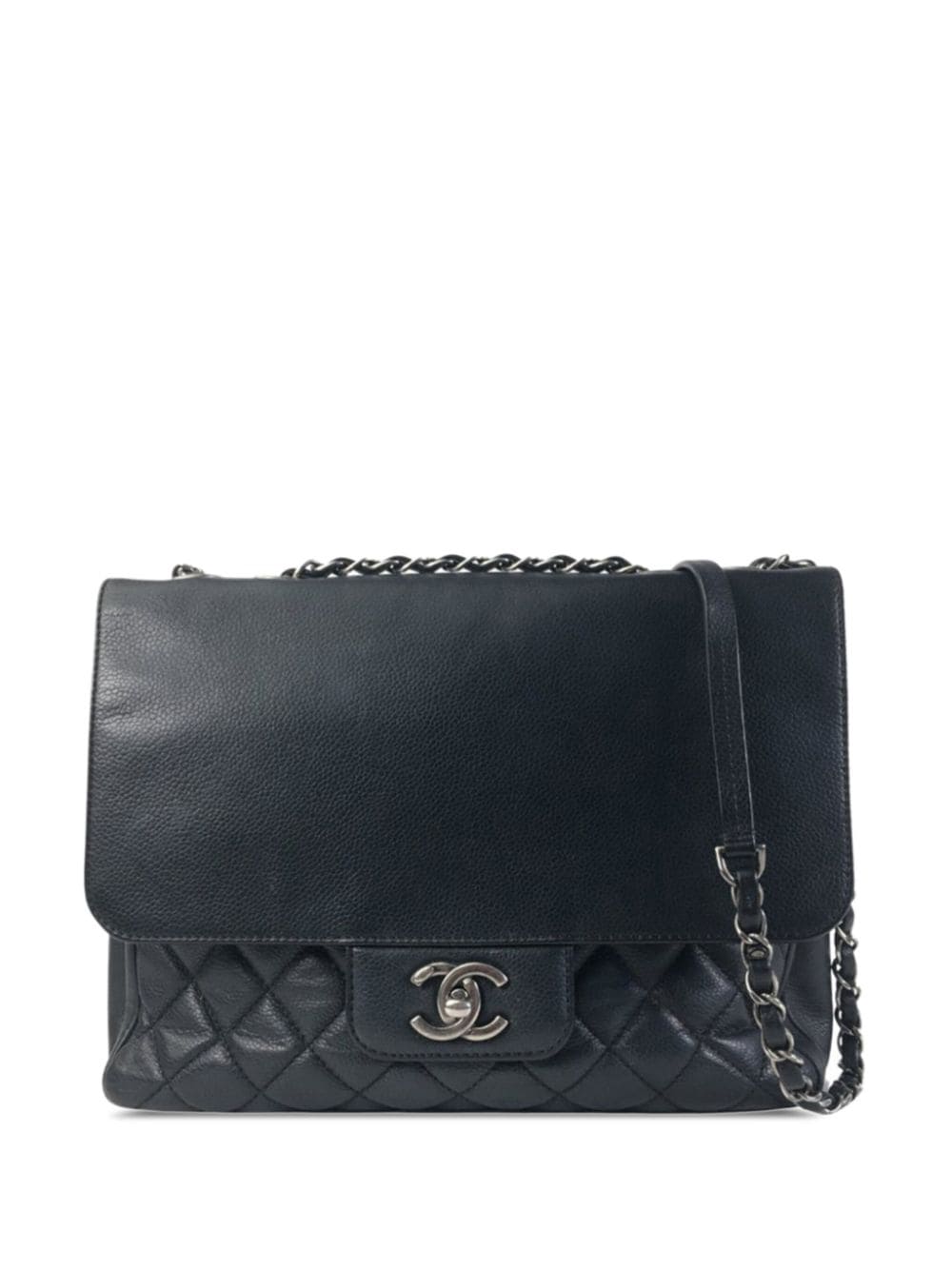 Pre-owned Chanel 2017-2018 Large Caviar All About Flap Crossbody Bag In Black