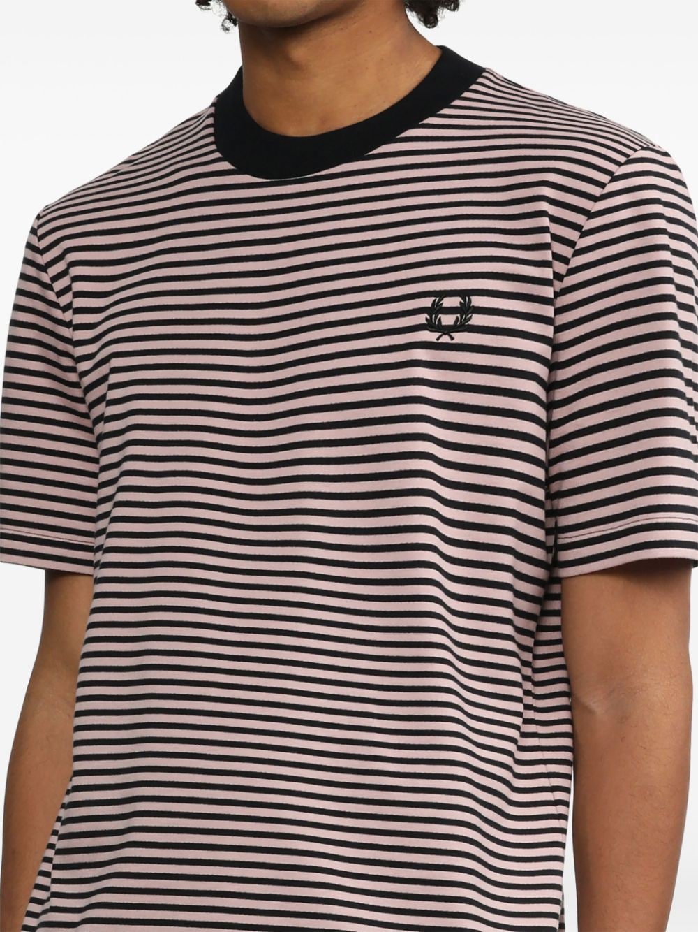 Shop Fred Perry Logo-embroidered Cotton T-shirt In Pink