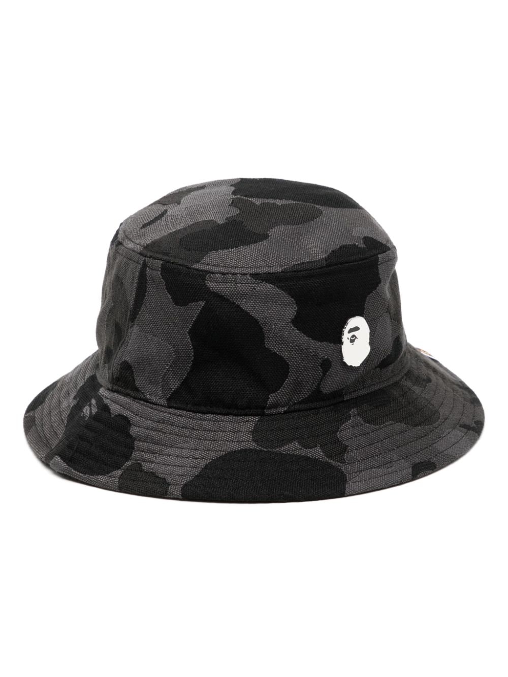 A Bathing Ape Camouflage-print Logo-embroidered Bucket Hat In Gray