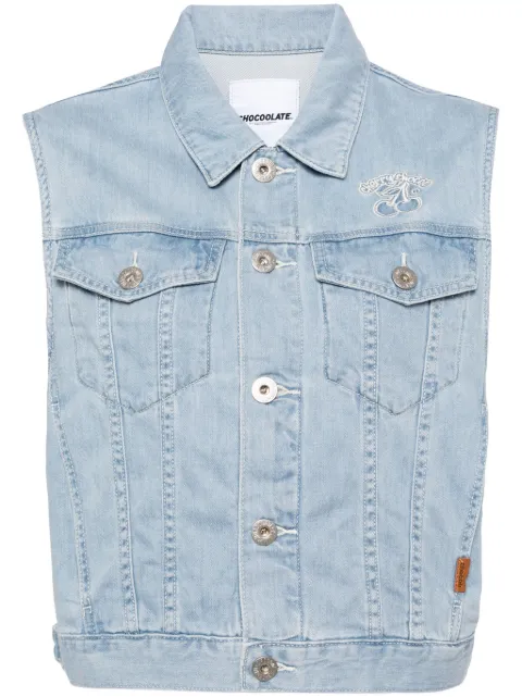 CHOCOOLATE logo-embroidered denim vest