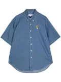 CHOCOOLATE bear-appliquéd denim shirt - Blue