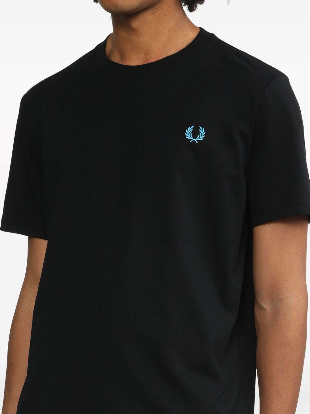 Shop Fred Perry Logo-embroidered Cotton T-shirt In Black