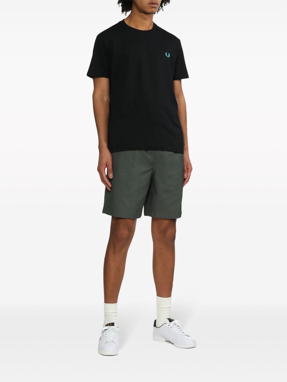 Shop Fred Perry Logo-embroidered Cotton T-shirt In Black