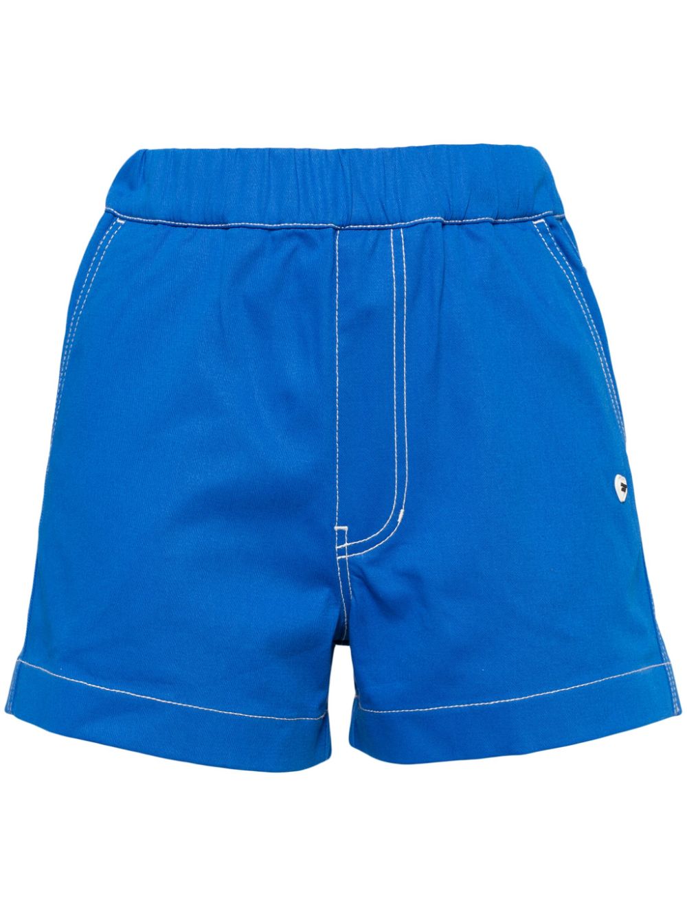 Chocoolate Contrasting Trim Mid-rise Shorts In Blue