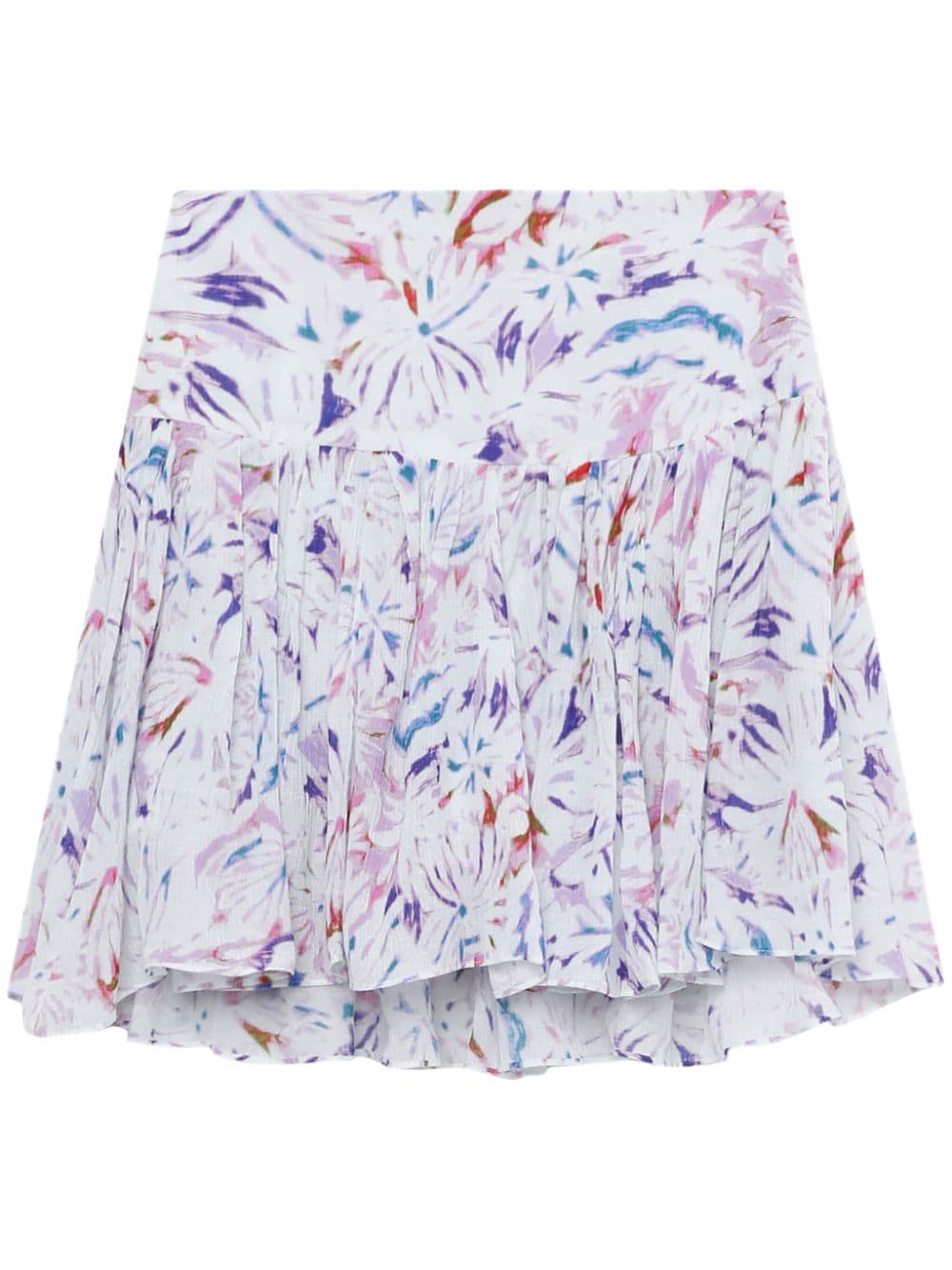 floral-print draped mini skirt