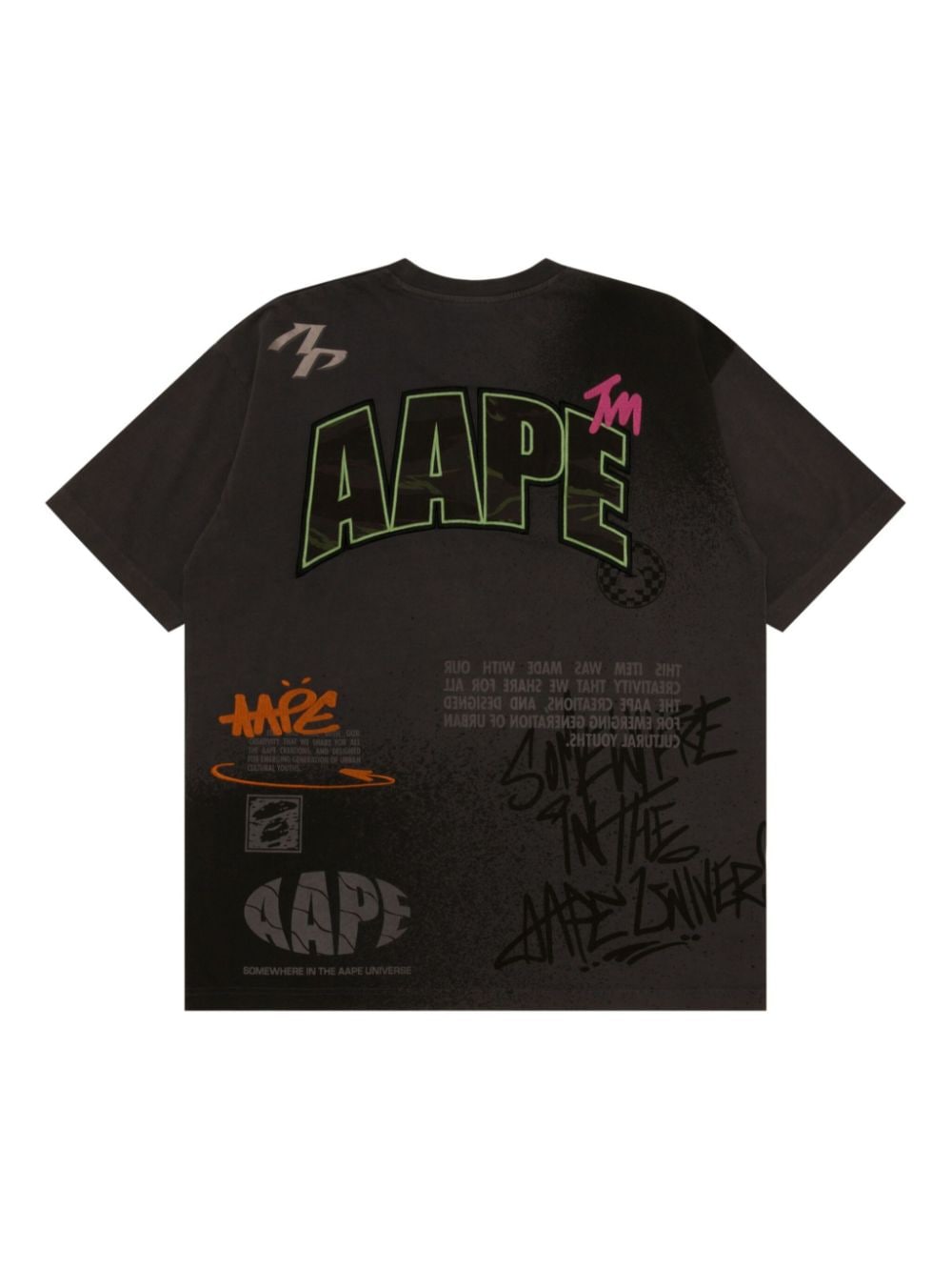 Shop Aape By A Bathing Ape Logo-appliqué Cotton T-shirt In Black