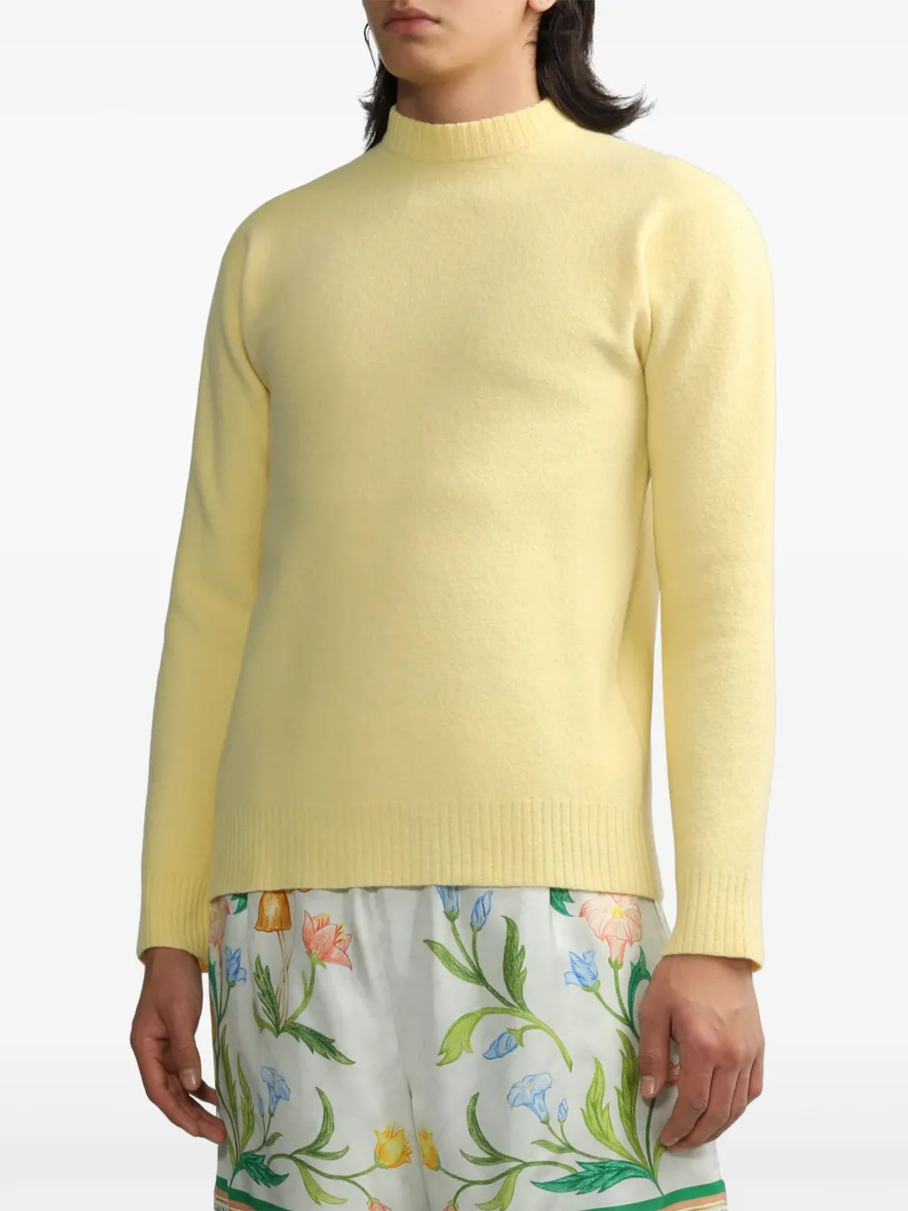 Shop Jil Sander Mock-neck Wool Jumper In Yellow