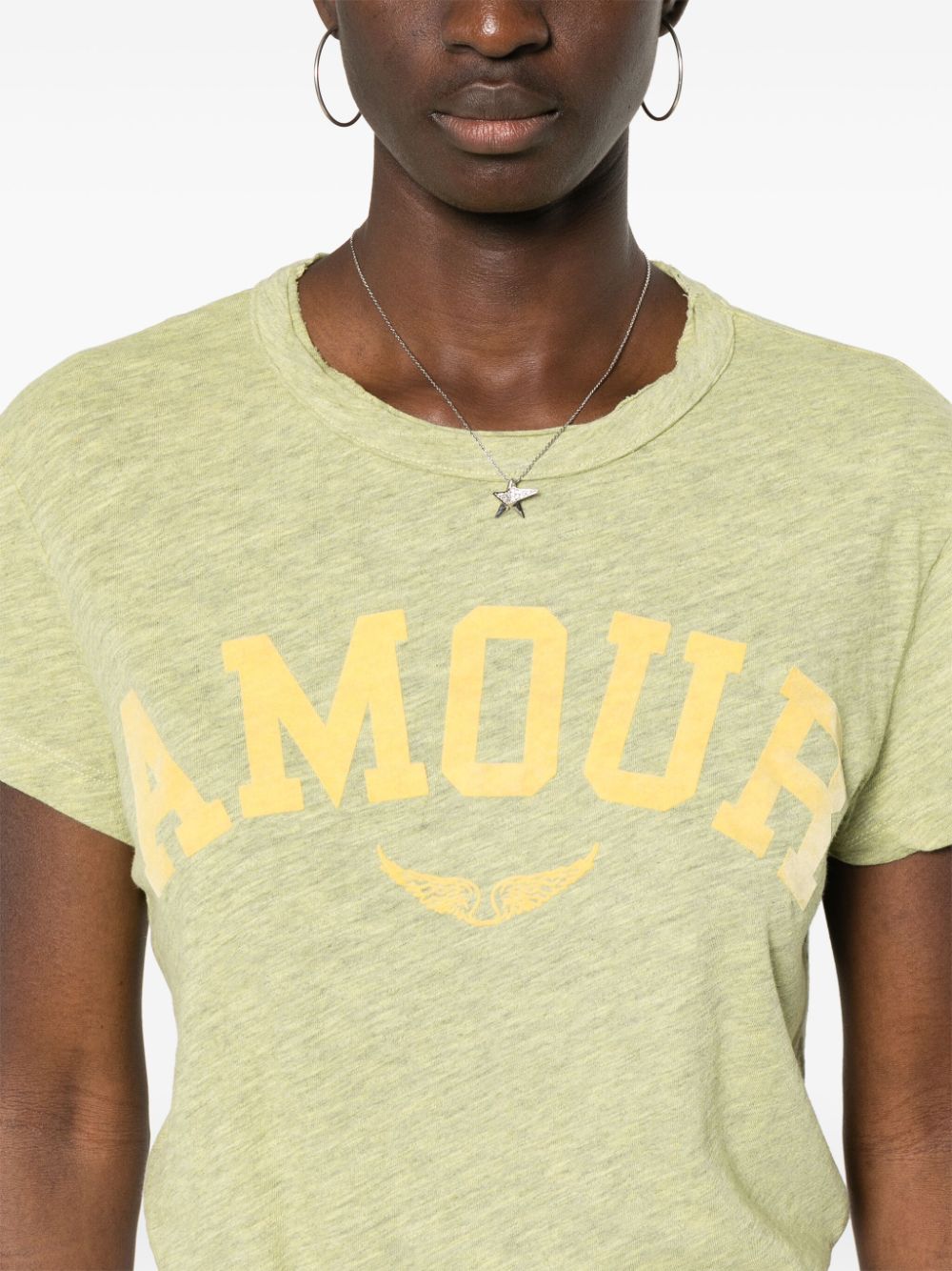 Shop Zadig & Voltaire Walk Amour Flocked-slogan T-shirt In Green