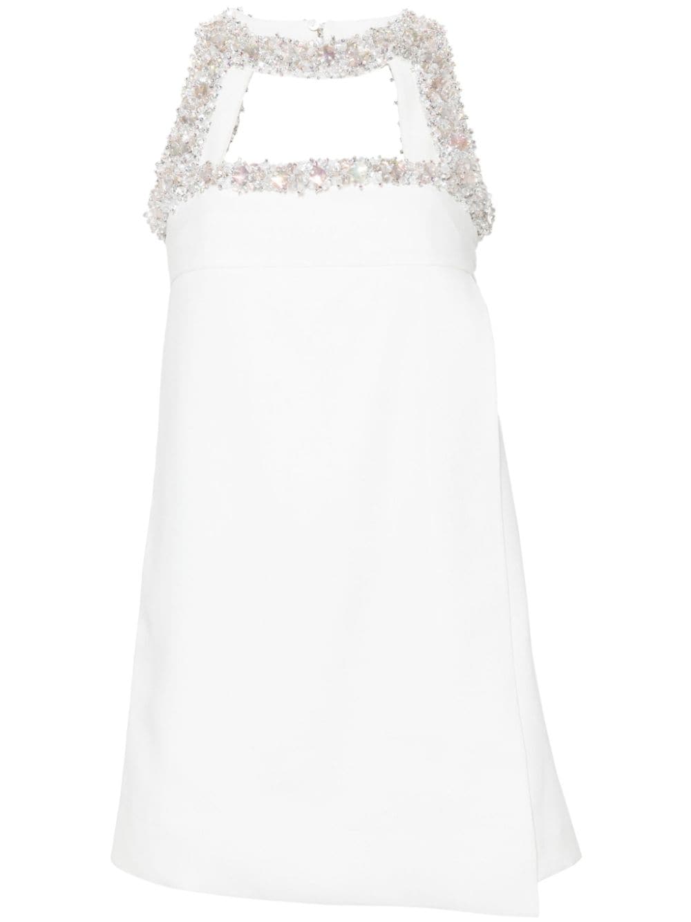 crystal-embellished crepe mini dress