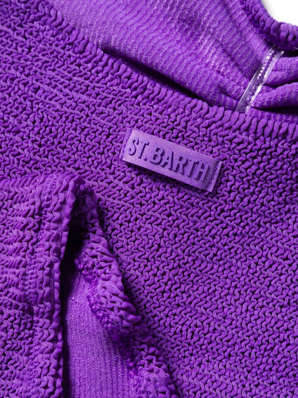 Shop Mc2 Saint Barth Strapless Crinkled Swimsuit In Purple