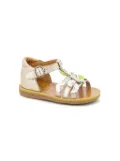Pom D'api floral leather sandals - Gold
