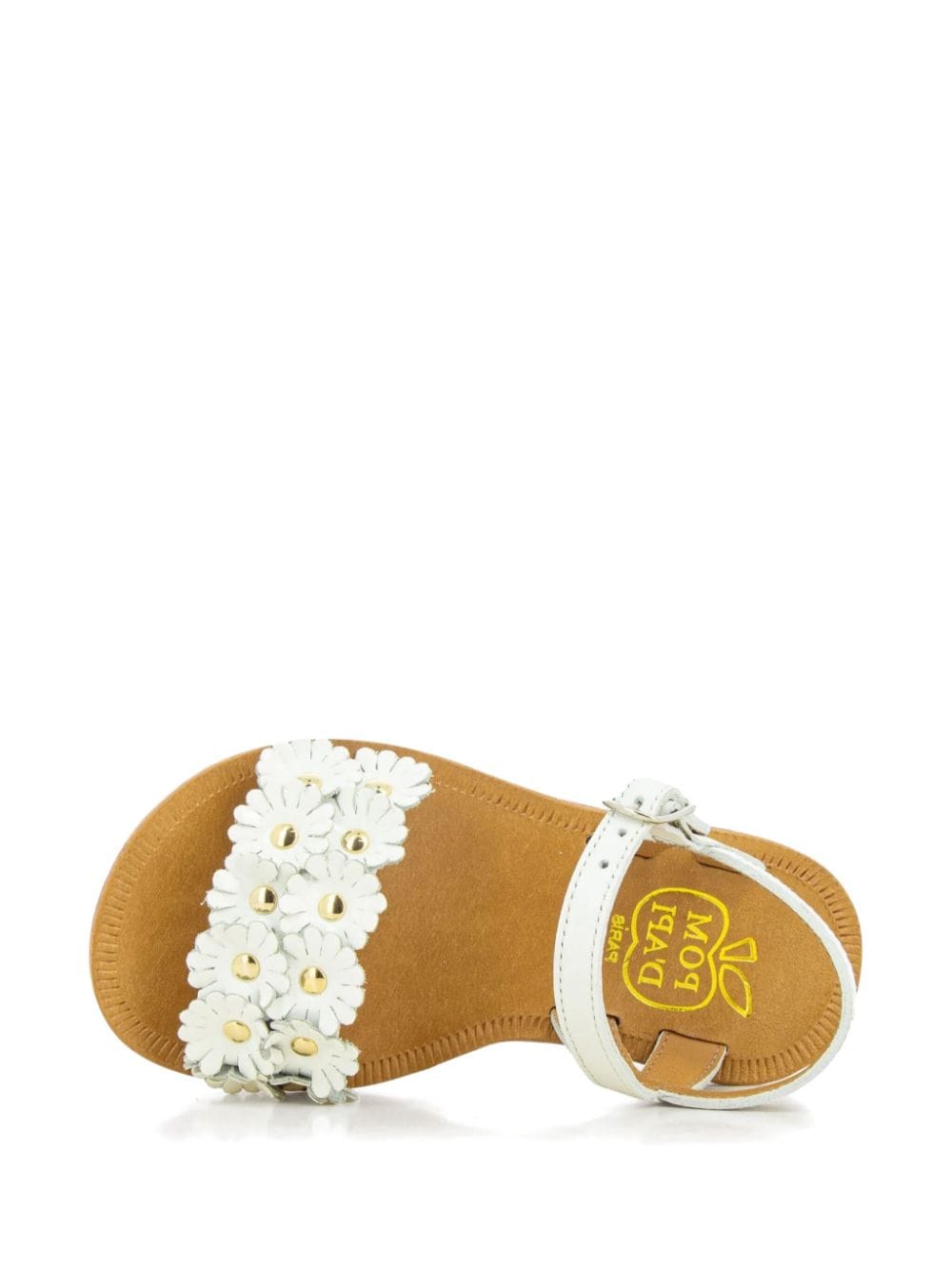 Shop Pom D'api Flower Leather Sandals In White