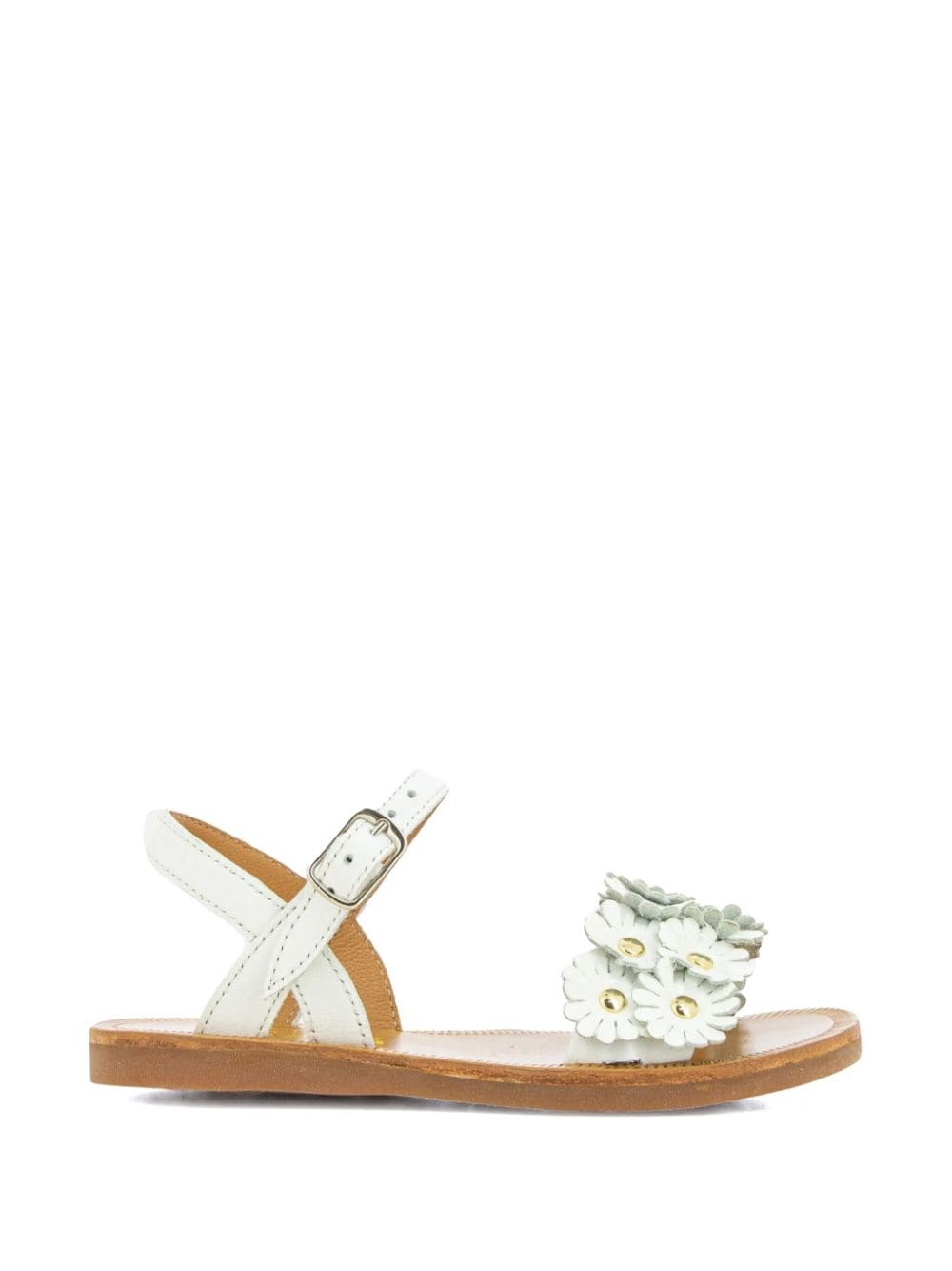Shop Pom D'api Flower Leather Sandals In White