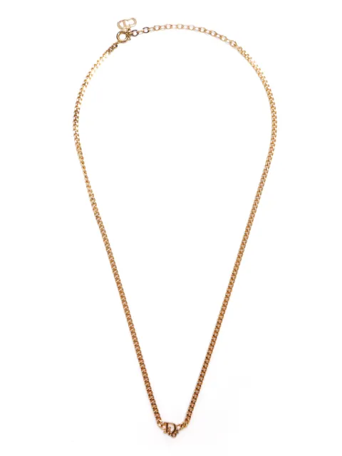 Christian Dior Pre-Owned collar de cadena con dije de letra del logo
