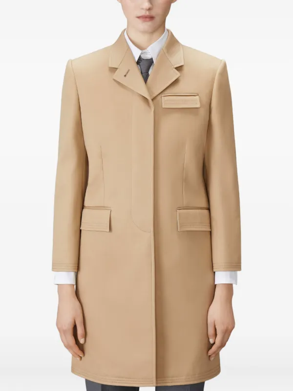 Thom Browne high-armhole Chesterfield Coat | Brown | FARFETCH