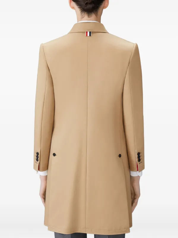 Thom Browne high-armhole Chesterfield Coat | Brown | FARFETCH