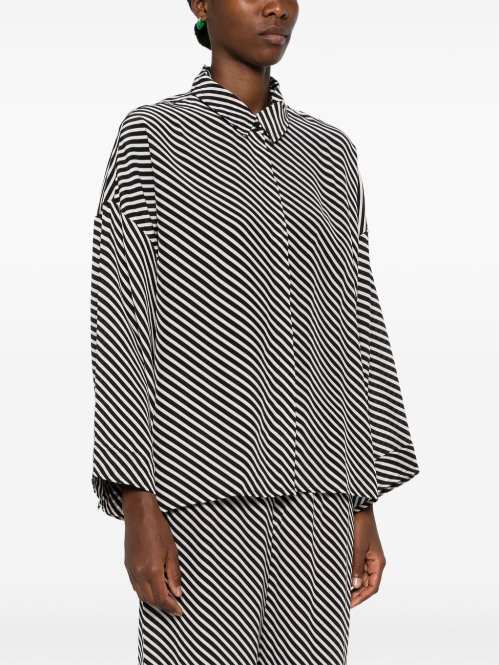 Shop Faithfull The Brand Amici Striped Silk Shirt In Black