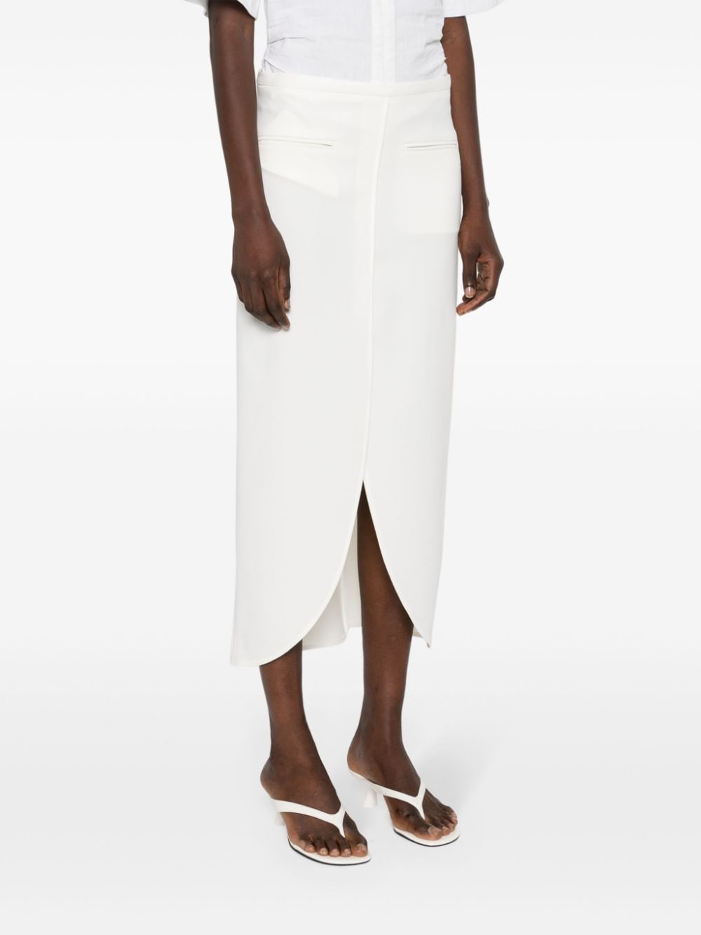 Shop Courrèges Ellipse Crepe Midi Skirt In Neutrals