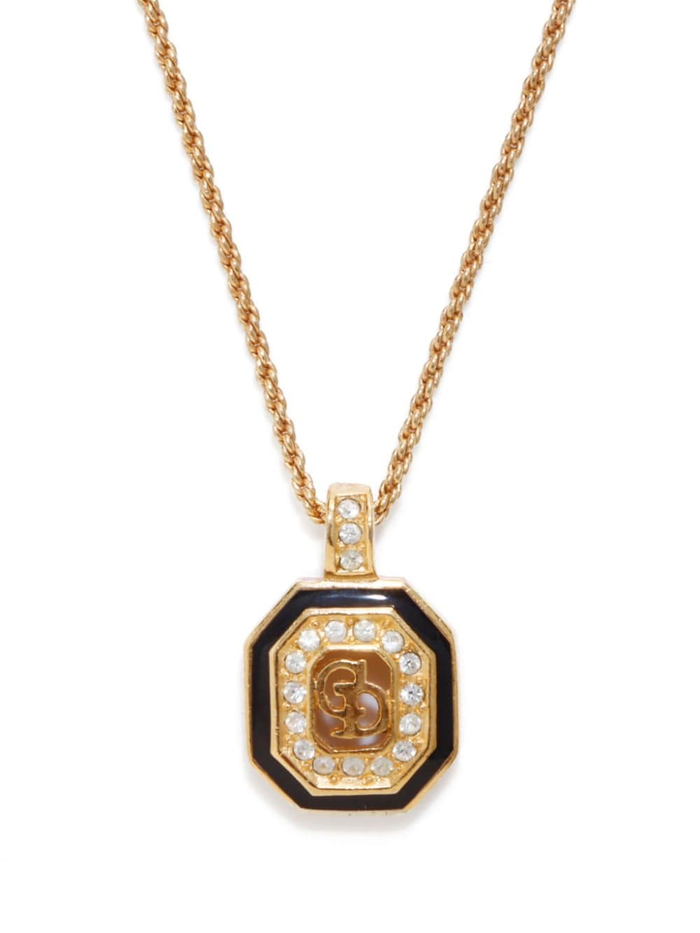 Christian Dior Pre-Owned octagonal CD-logo pendant necklace - Goud