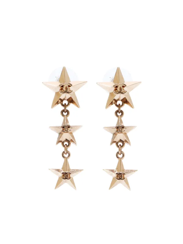 Chanel cc drop earrings gold on sale