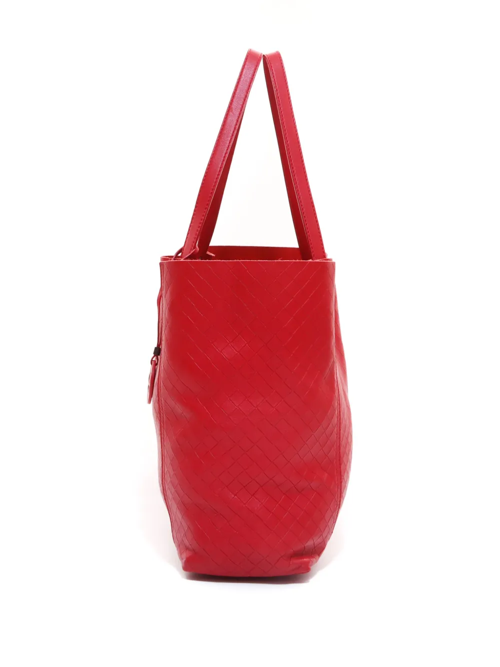 Pre-owned Bottega Veneta Intrecciomirage Tote Bag In Red