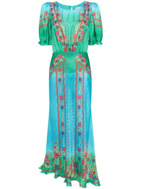 Saloni Vida floral-print silk dress