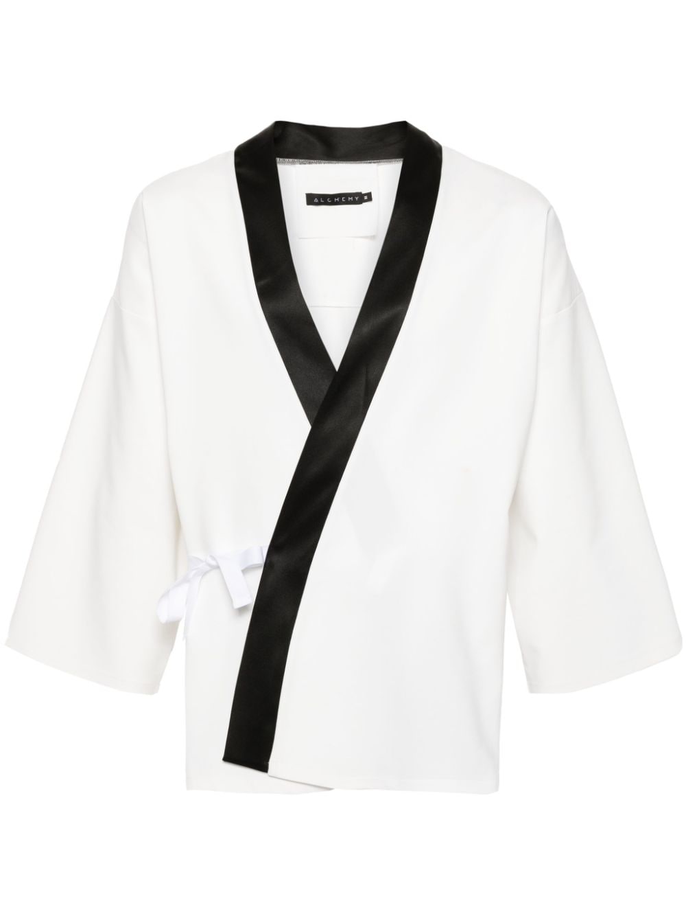Alchemy Contrasting-trim Wrap Jacket In White