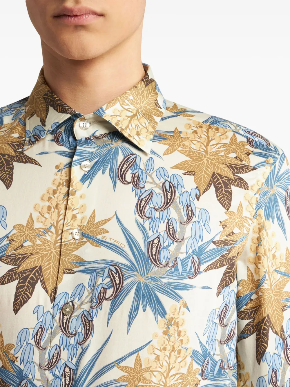 ETRO Katoenen overhemd met print Beige