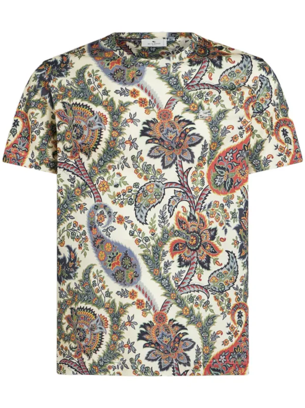 Tシャツ・カットソー ETRO FW25 Polo Paisley flowers (MRMD0004AK930 X0884) ETRO Floral Paisley Print Polo Shirt | Blue | FARFETCH