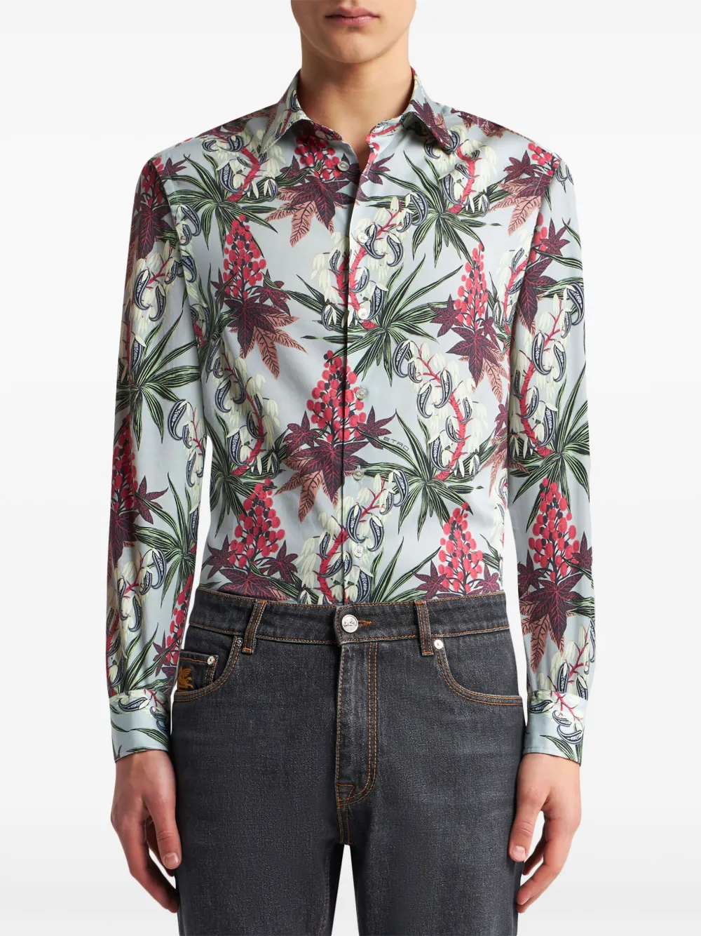 ETRO Katoenen overhemd met print - Blauw