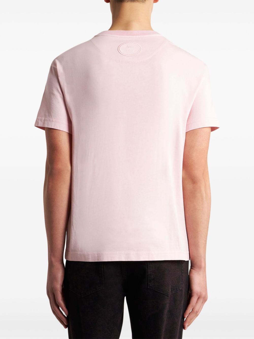 Shop Etro Logo-embroidered Cotton T-shirt In Pink