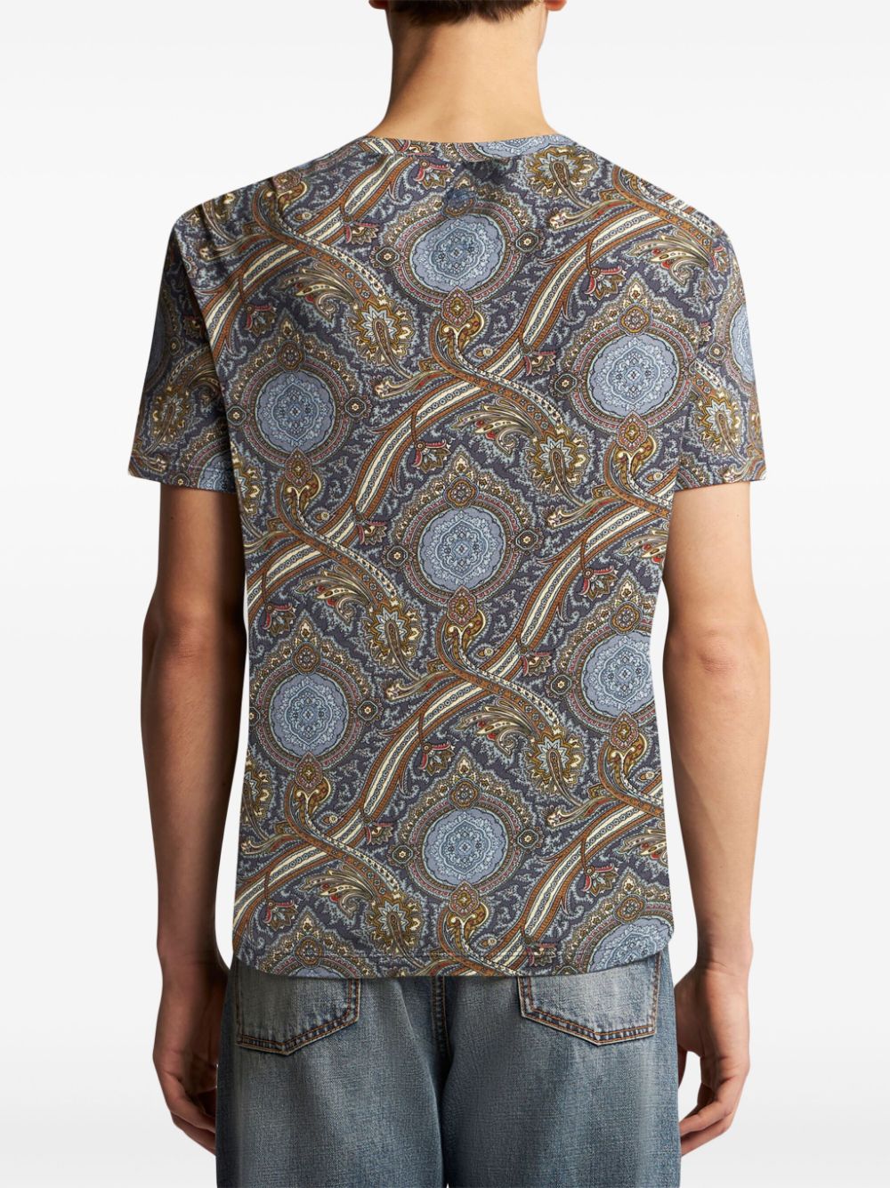 Shop Etro Paisley-print Cotton T-shirt In Blue