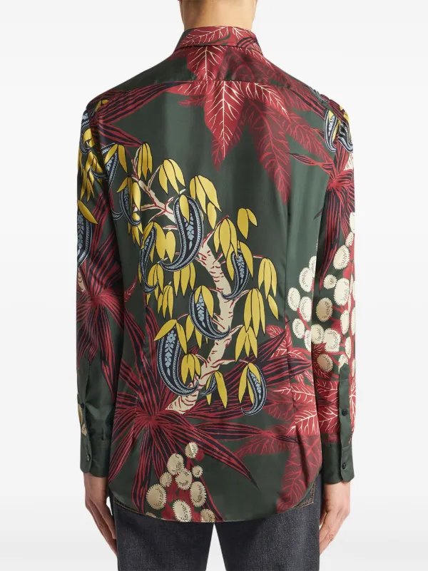 Tシャツ・カットソー ETRO SS24 PRINTED SILK SHIRT (WRIA0009_AK024X0800) ETRO Printed Silk Shirt | Green | FARFETCH