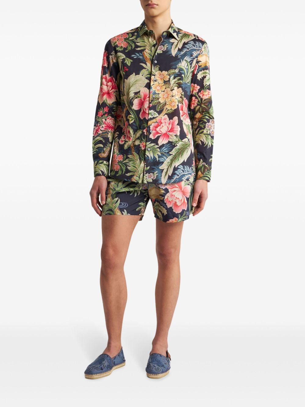 ETRO Overhemd met bloemenprint - Blauw