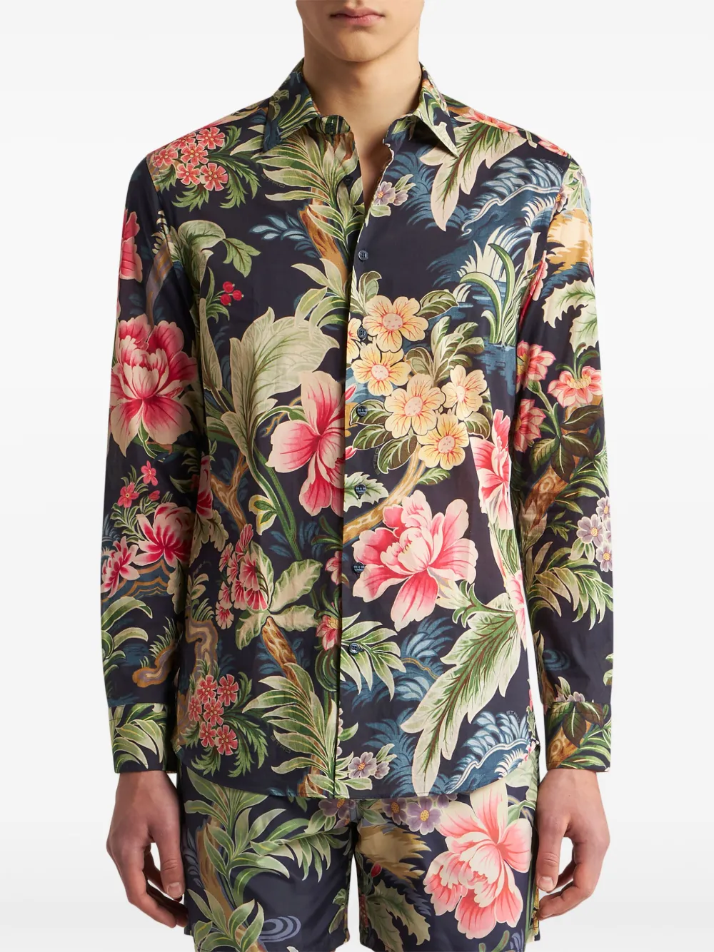 ETRO Overhemd met bloemenprint Blauw