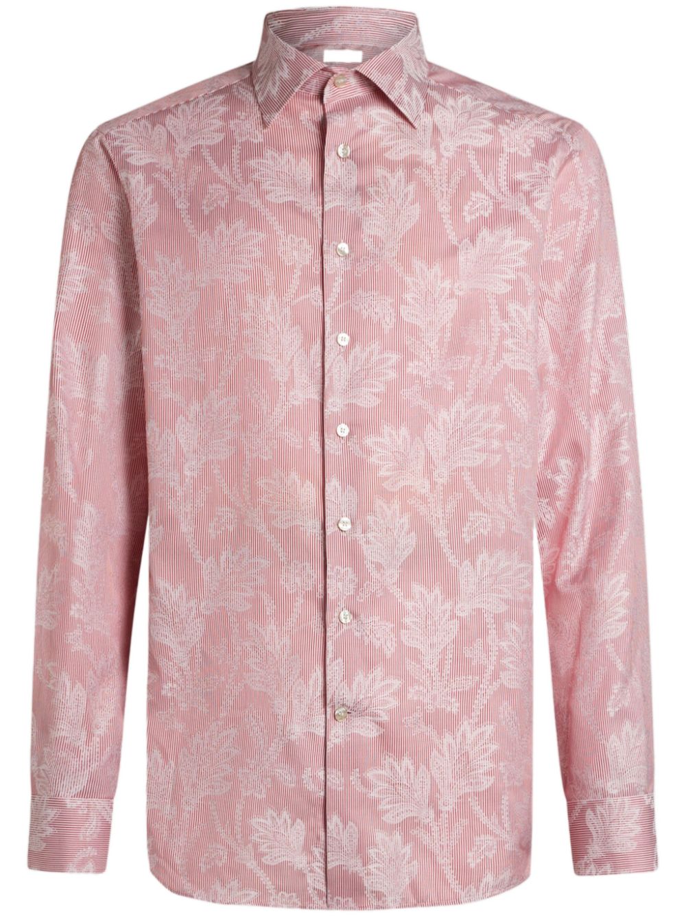 Etro Striped Jacquard-print Cotton Shirt In Pink
