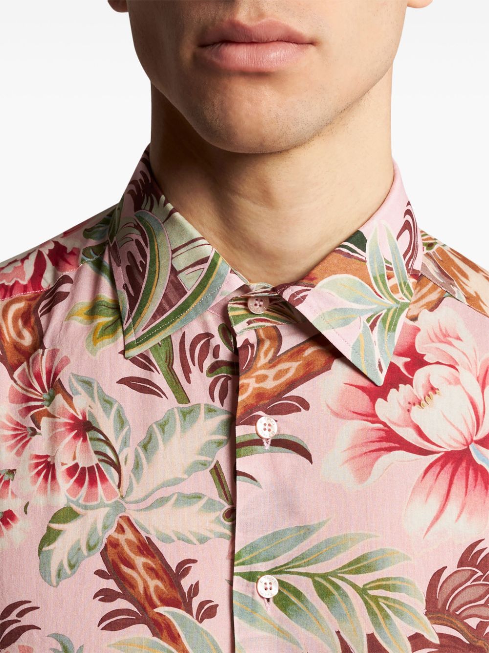 Shop Etro Floral-print Cotton Shirt In Pink