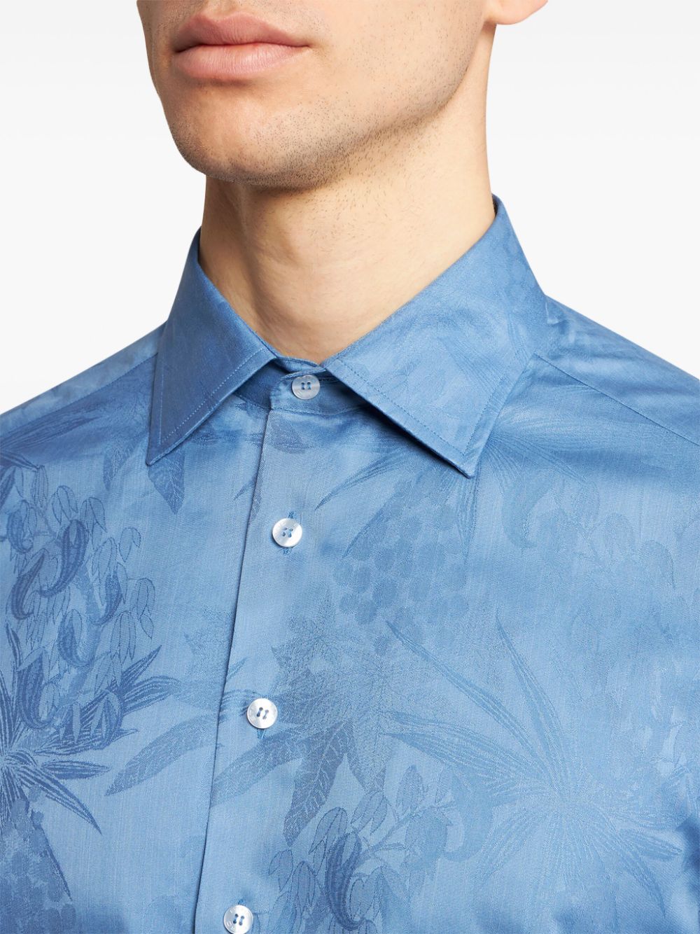 Shop Etro Jacquard-print Cotton Shirt In Blue