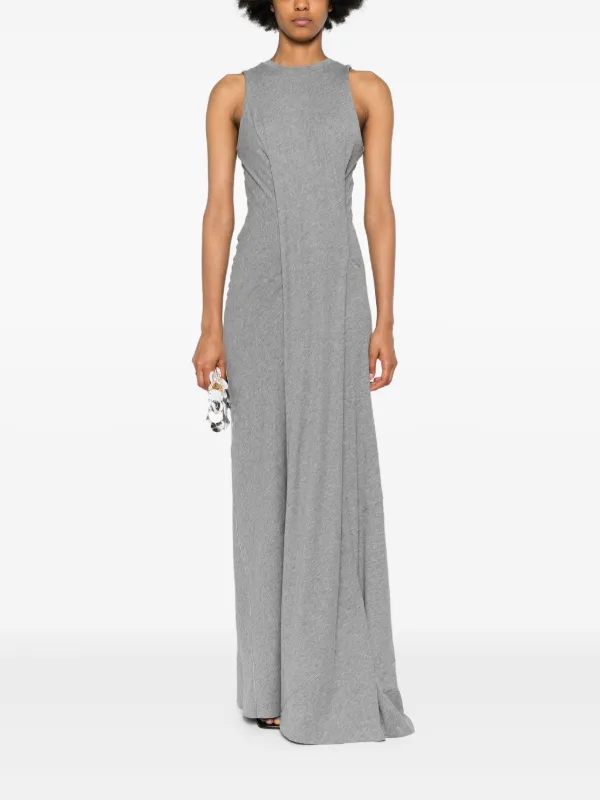 Victoria Beckham ミディドレス グレー SS25 VB BODY VICTORIA BECKHAM Metallic stretch-knit midi dress