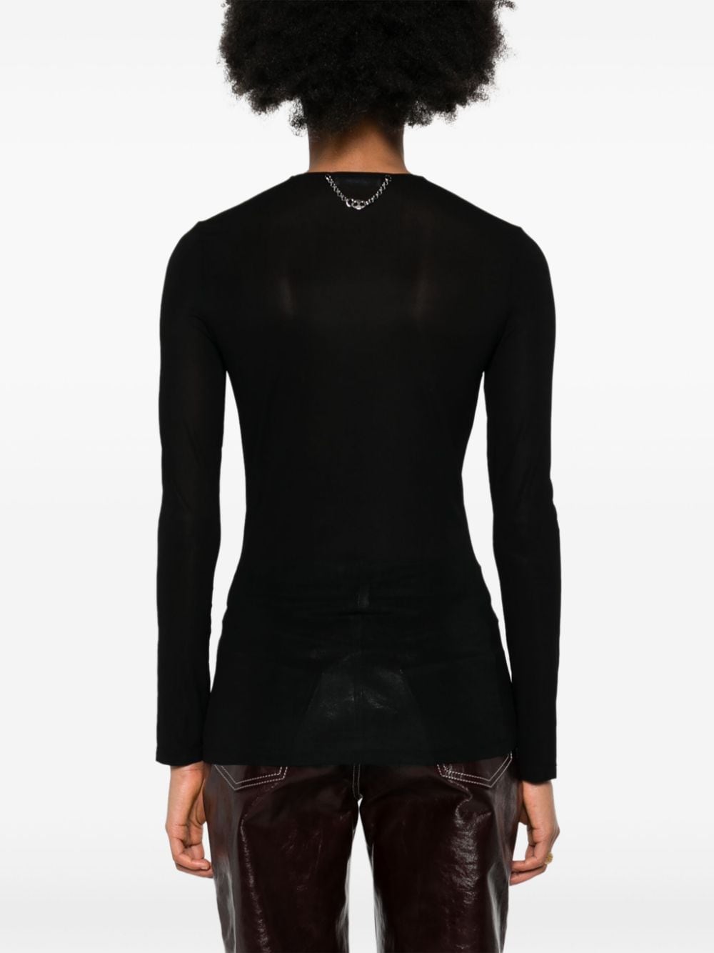 Shop Rabanne Semi-sheer Long-sleeve T-shirt In Black