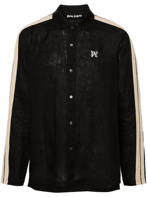 Palm Angels logo-embroidered linen shirt