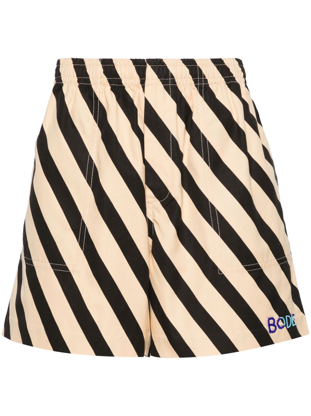 BODE Domino striped bermuda shorts Beige