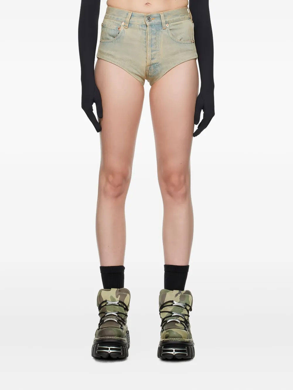 high-waisted denim shorts