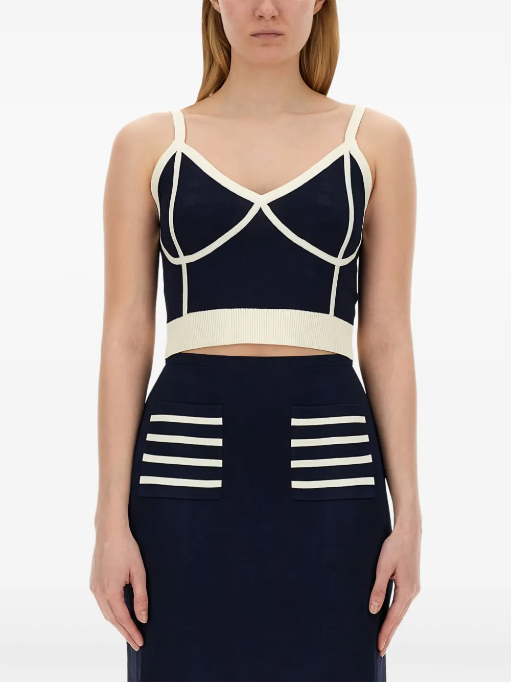 Cypre contrast-panel knitted top