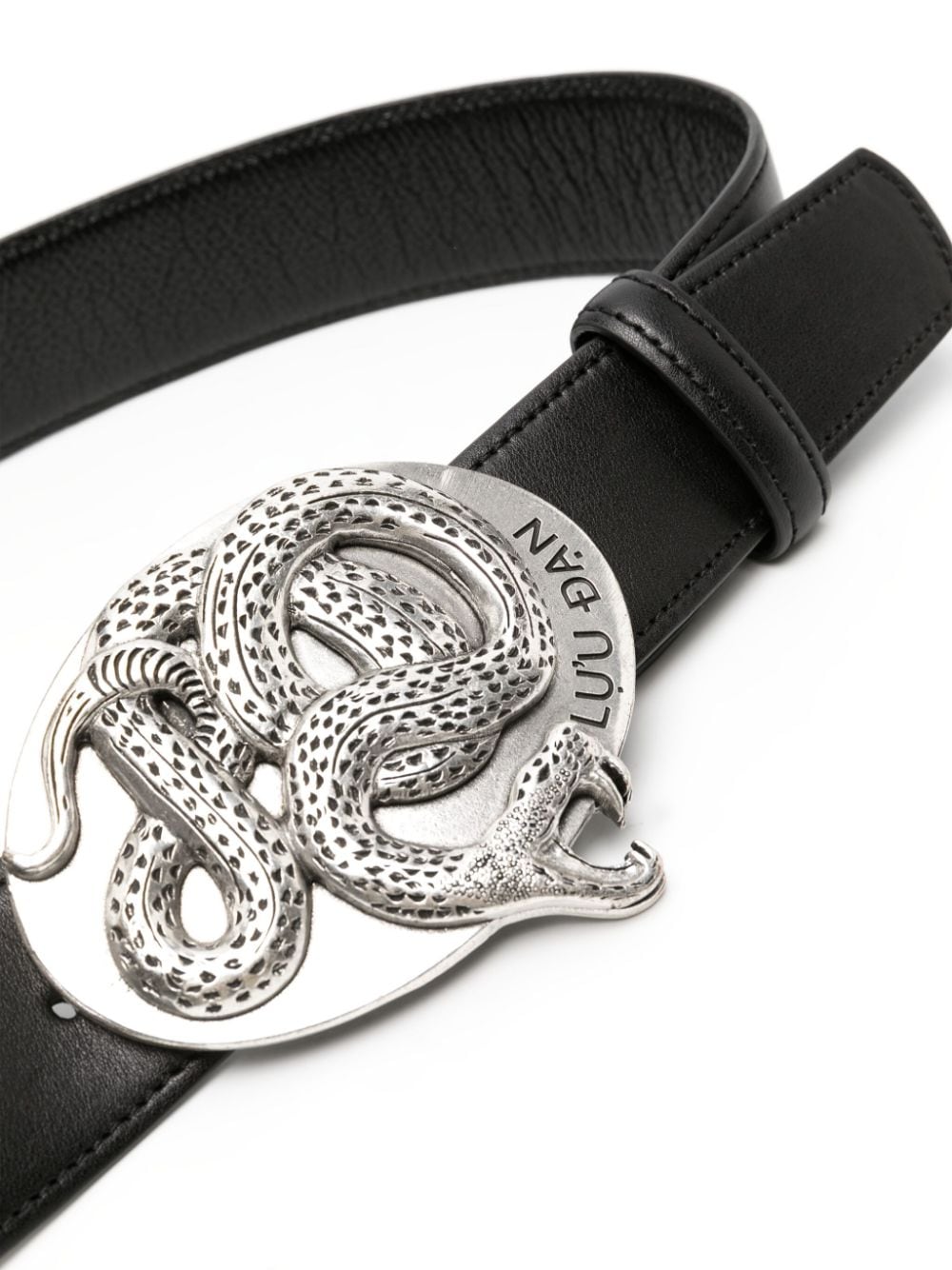 LỰU ĐẠN Twisted Snake leather belt - Zwart