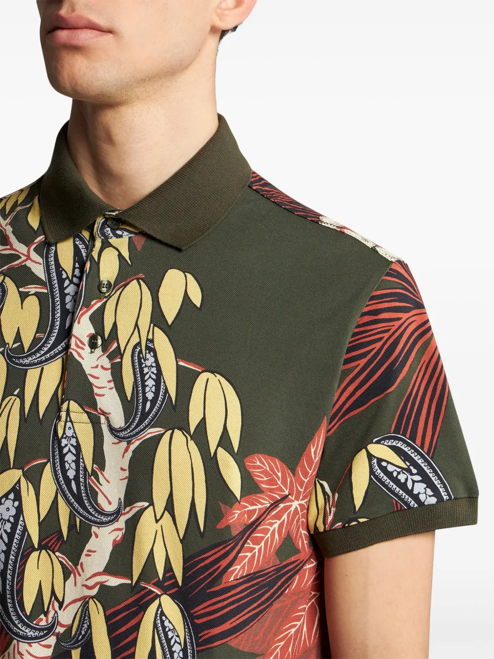 ETRO Poloshirt met bladerprint Groen