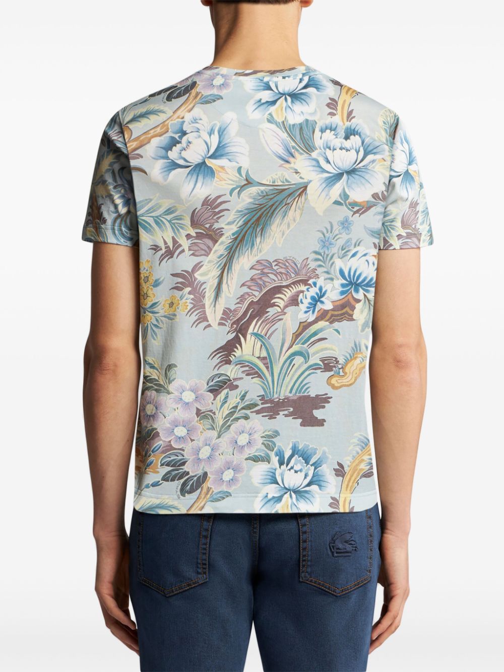 Shop Etro Floral-print T-shirt In Blue