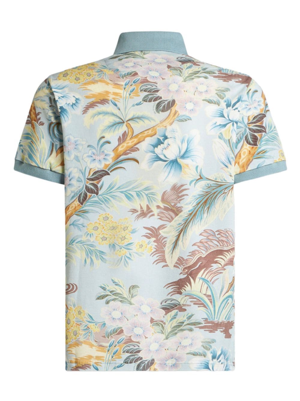 Shop Etro Floral-print Polo Shirt In Blue