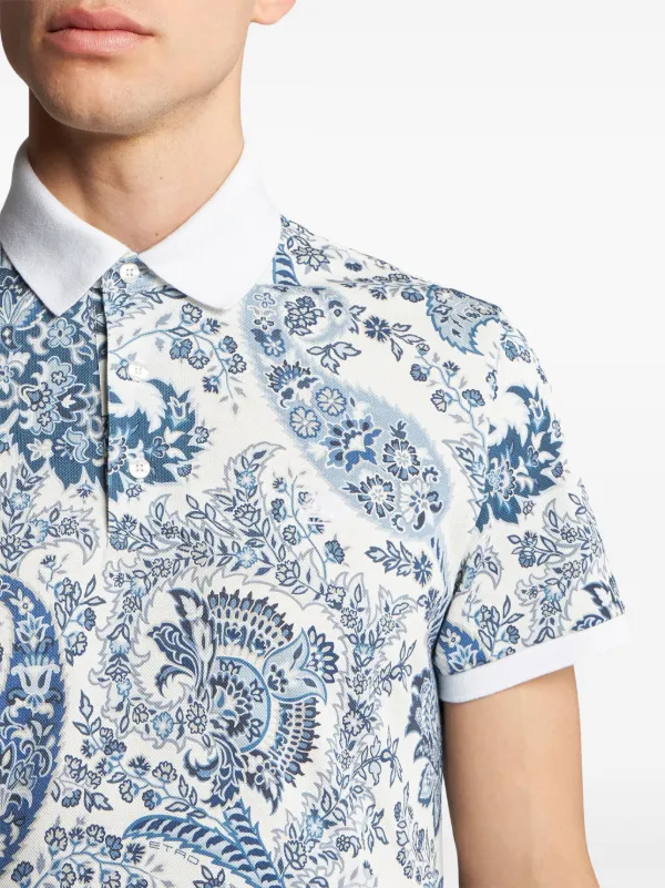 【送料&関税込】Etro T-shirts And Polos ETRO paisley-print Cotton Polo Shirt | White | FARFETCH