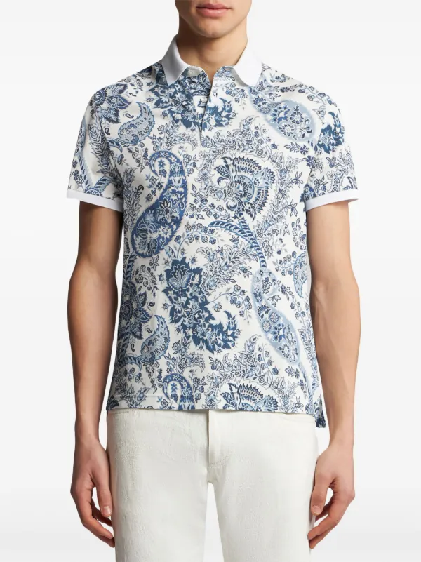 【送料&関税込】Etro T-shirts And Polos ETRO paisley-print Cotton Polo Shirt | White | FARFETCH